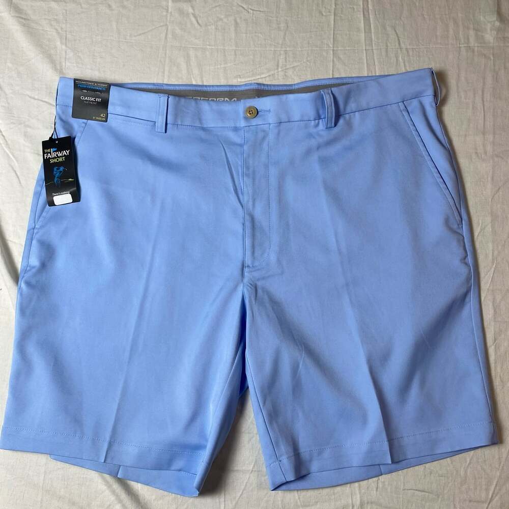 Roundtree And Yorke Performance Classic Fit 9 Inseam Shorts Blue 42 (1349)